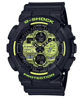 Casio G-Shock GA-140DC-1A Black Yellow Series Herren Ana-Digi Uhr Japan Neu