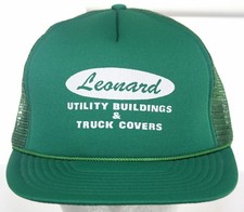 Vintage Leonard Utility Buildings Truck Covers Trucker Hat Snapback Cap - Nwot