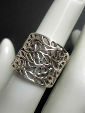 8027 VNTG Sterling silver 925 openwork wide band sz 6 Ring 6grams