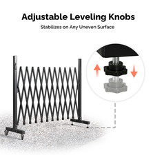 11.5FT Expandable Metal Safety Barricade Gate, Steel Barrier, w/ Wheels Outdoor