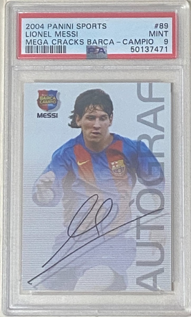 リオネルメッシ 2004 Signed Lionel Messi Megacra Lionel Messi Signed 2004-05 Panini Megacracks #71 Rookie
