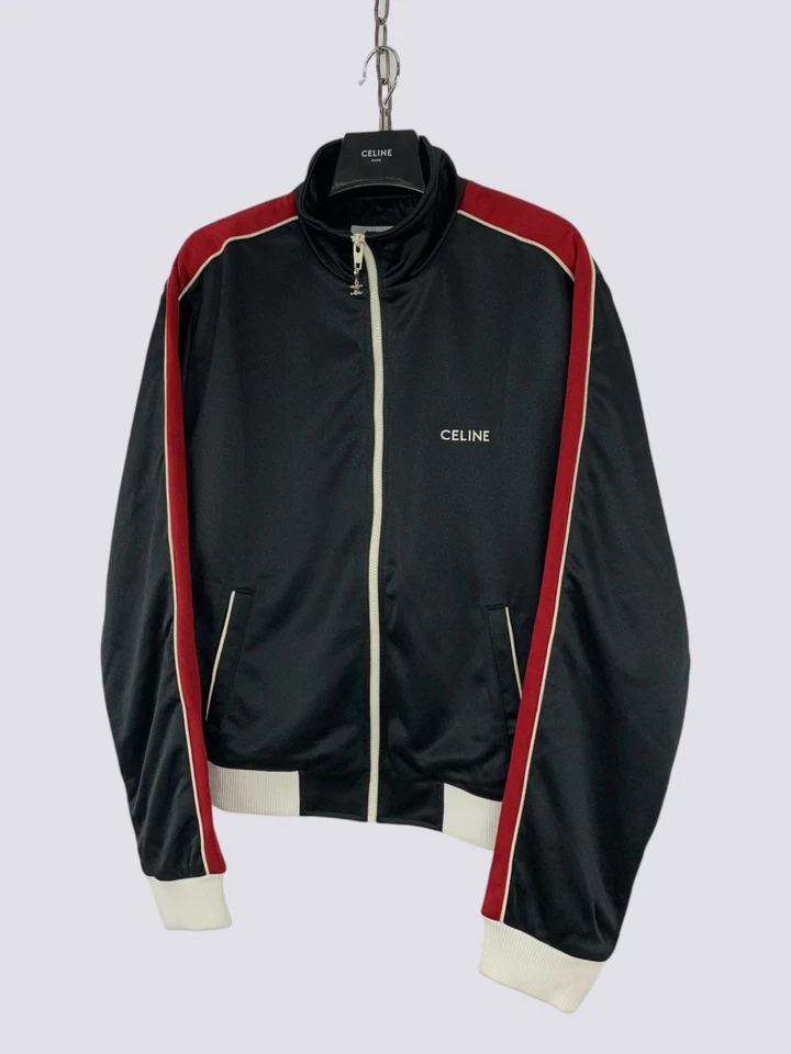 Chaqueta Chándal Jersey Rayas Rojas Cinta Logotipo Bordado Celine Negra Talla L Foto 4 de 4