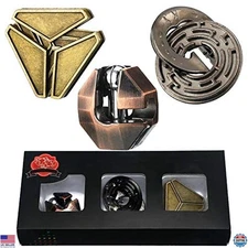 3D Metal Brain Teaser Puzzle - Interlocking Game for Adults & Teens, Great Gift!