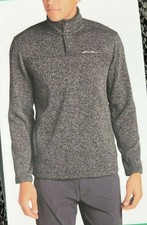 Eddie Bauer Men's Radiator Fleece Snap Mock Pullover Charcoal, Medium NWOT