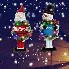 Solar Christmas Yard Decorations Outdoor - 2 Pack Metal Xmas Yard Signs 30  