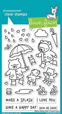 Lawn Fawn, clear stamp, beary rainy day
