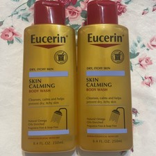 2 Eucerin Skin Calming Body Wash Dry Itchy Skin Cleans Calms Prevents 8.4oz HTF