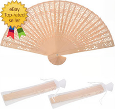 Sandalwood Fan 50 Pcs Hand Fans with 50 Organza Bags Abanicos De Mano Fans for W