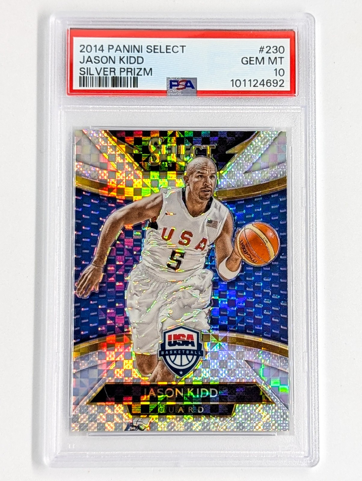 2014-15 Panini Select Courtside Silver Prizm #230 Jason Kidd PSA 10 Team USA HOF