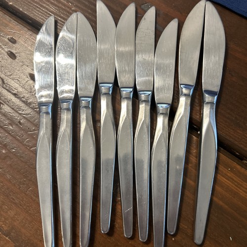 9 Butter Knifes Vintage Noritake LINDEN Japan 18/8 Stainless Hard To Find