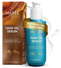 MAREE Hair Oil for Frizzy Hair with Argan Oil, Keratin & Biotin – Hair Serum f