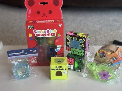 Rare Squishy Toy Lot Sugar Bear NeeDoh Dumpling J adore Gumdrop Ulta Dinosaur