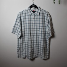 Tom Hagan Men's Blue White Check Short Sleeve Cotton Shirt Size XL