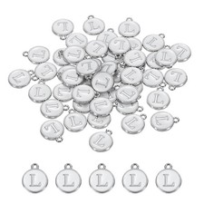 50 Pcs Alphabet L Enamel Letter Charm Enamel Initial Charm White