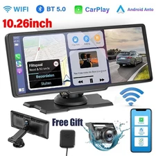 10.26" Wireless Apple Carplay Android auto Portable Car Stereo GPS Touch AUX FM