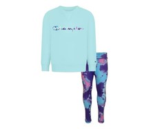 Champion Tie Dye Crew Baby Girls Clothing Set Size 2T, Color: Teal/Multi