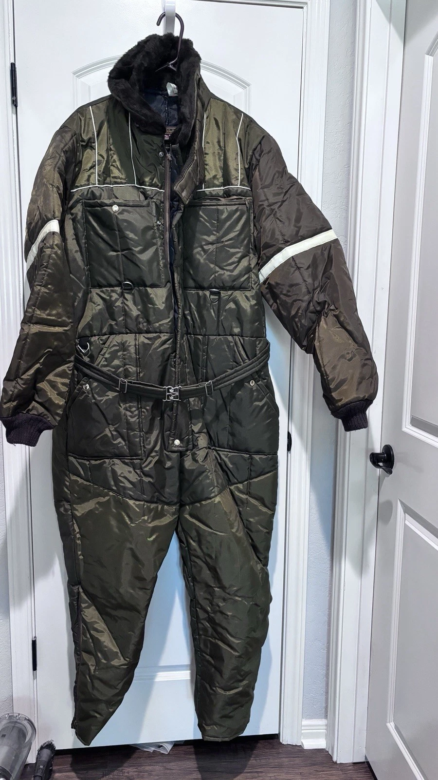 Vintage Mens Walls Blizzard Pruf Insulated Coveralls XLT 46-48 Brown Snowsuit