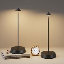 Cordless Table Lamps Rechargeable, 6000mAh LED Battery Operated Desk Black-2PC