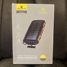 Solar Power Bank Portable Charger With Flashlight iOS/Android 42800mAh