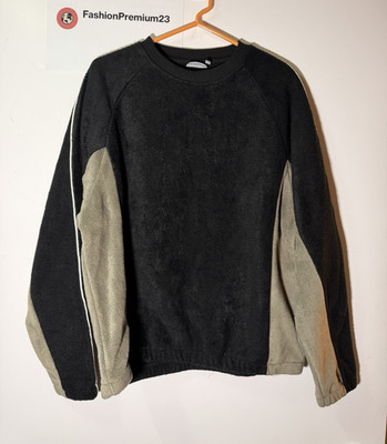 ASOS DESIGN Men s Colorblock Fleece Crewneck Pullover Sweatshirt Black/Gray M