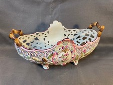 Ancienne jardinière de table faience de Saint Clément ajourée déco début 20ème