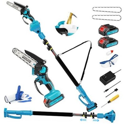 2-in-1 6 In Mini Chainsaw & Electric Pole Saw, Electric Black&blue-pole Saws