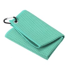 12"x12" Golf Towels Tri-Fold Waffle Pattern Towels with D Clip Green