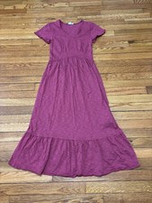 Gap Womens Dress Size XS Red Short Sleeve 100% Cotton Midi Flowy Fit Flare