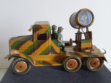 Göso Lineol LKW Scheinwerferwagen Uhrwerk Beleuchtung Blechspielzeug Militär WK
