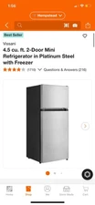 Vissani4.5 cu. ft. 2-Door MiniRefrigerator in Platinum Steel with Freezer