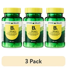 (3 pack) Spring Valley B6 100mg Tabs 250ct Metabolism Support