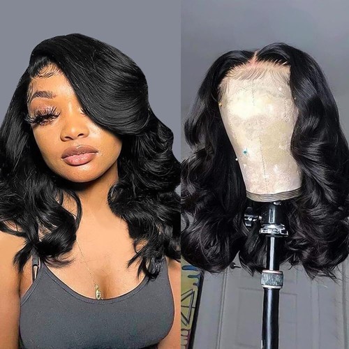 14'' Bob Wig Human Hair Glueless Lace Front Wigs Human Hair Pre Plucked Natural - Picture 10 of 12