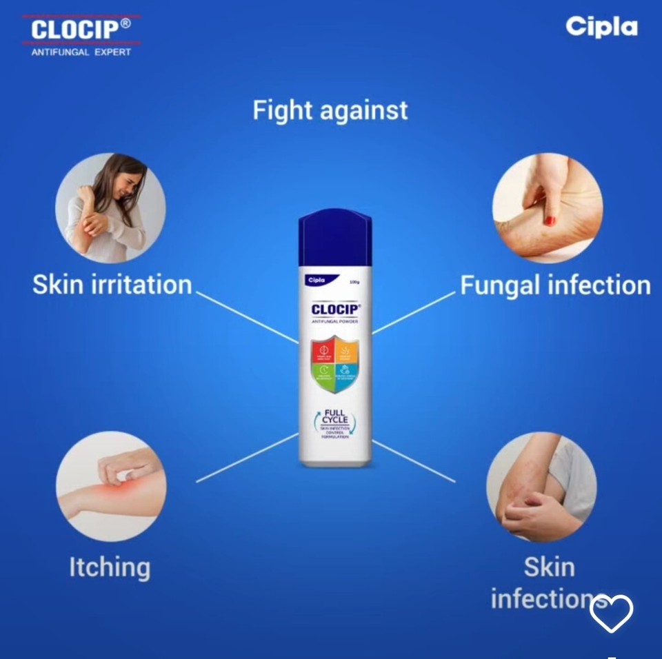 Cipla CLOCIP AntiFungal Dusting Powder Relieves Skin Infection Itching
