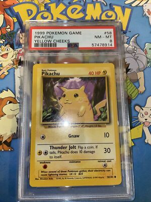 【PSA8】ピカチュウ 英語版 1st 初版 Yellow Cheeks PSA 8 Pikachu #58/102 Base Set Pokemon Card Yellow Cheeks