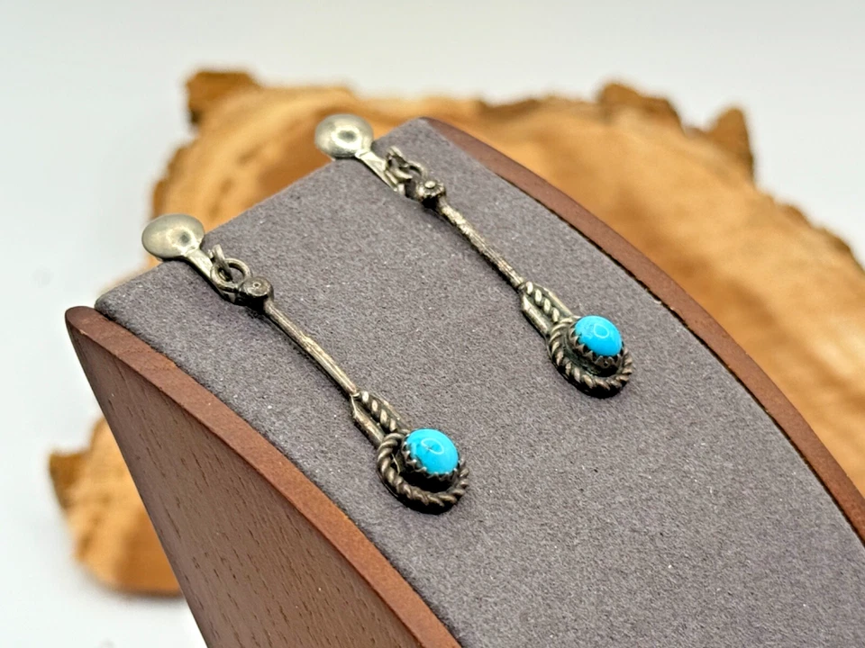 De colección Irene Yazzie Navajo Turquesa Esterlina Tornillo Trasero Cuelga--1181.25 Foto 2 de 4