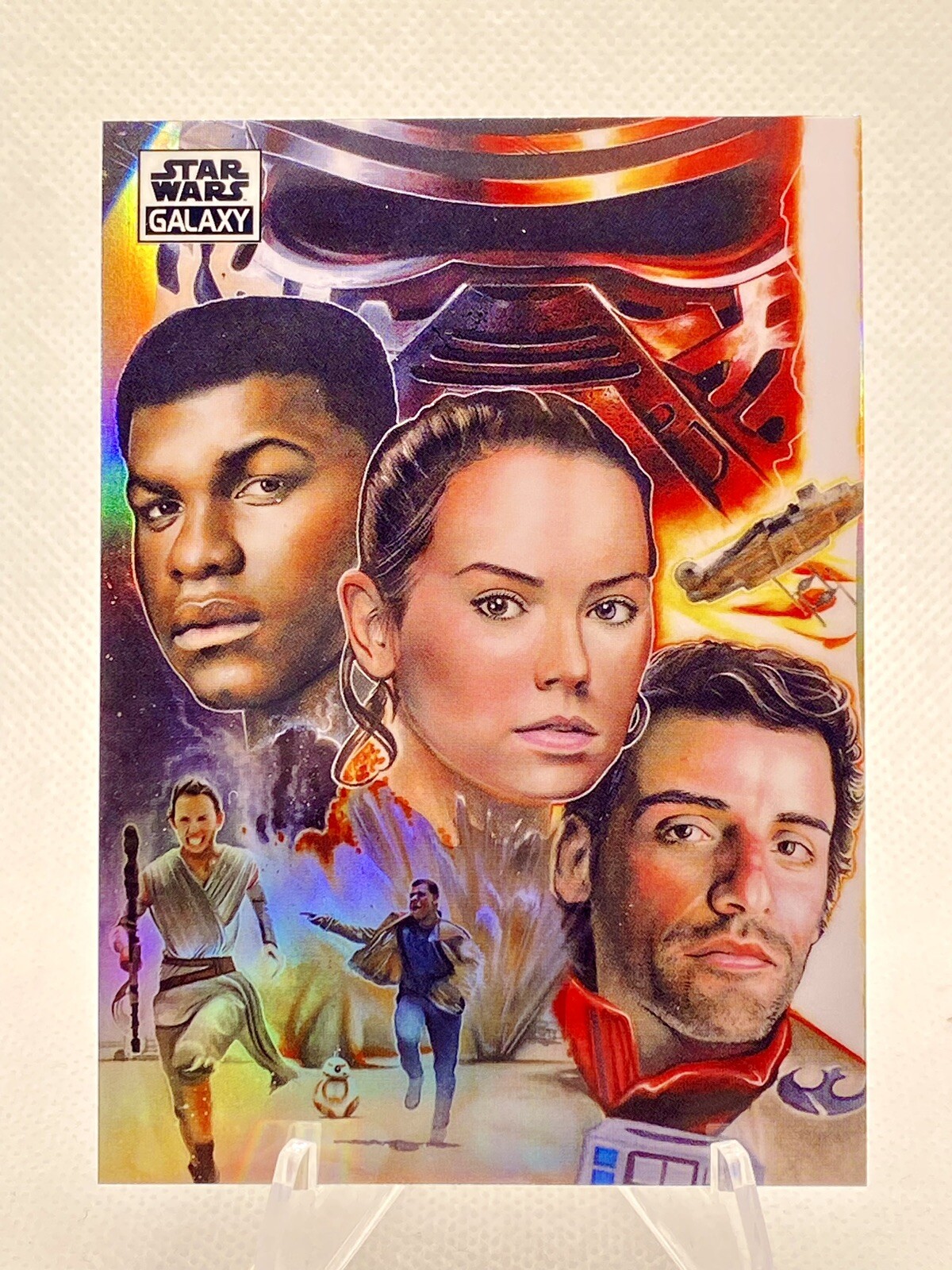 2021 Topps Chrome Star Wars Galaxy Card Triple Threat Rey Finn Poe #20 Refractor