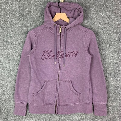 Carhartt Hoodie Womens Small Purple Full Zip Up Sweatshirt