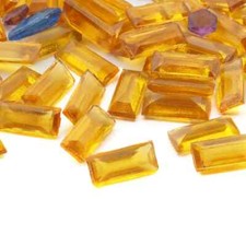 Lot 89 Czech vintage topaz rectangle baguette glass rhinestones 12x6mm