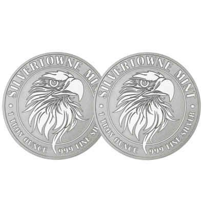 Lot of 2 - 1 Troy oz Mighty Eagle .999 Fine Silver Round