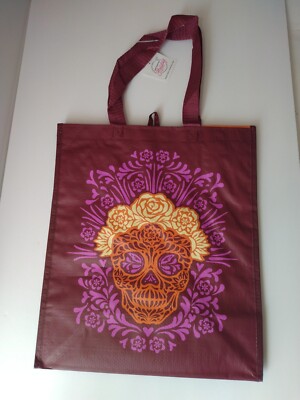 HEB DAY OF THE DEAD DIA DE LOS MUERTOS Sugar Skull Reusable Bag 13.5 x 15.5