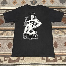 Vintage WWF Chyna DX 2001 T Shirt Mens Medium Black Wrestling