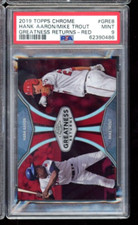 2019 TOPPS CHROME GREATNESS RETURNS MIKE TROUT HANK AARON RED REFRACTOR /5 PSA 9