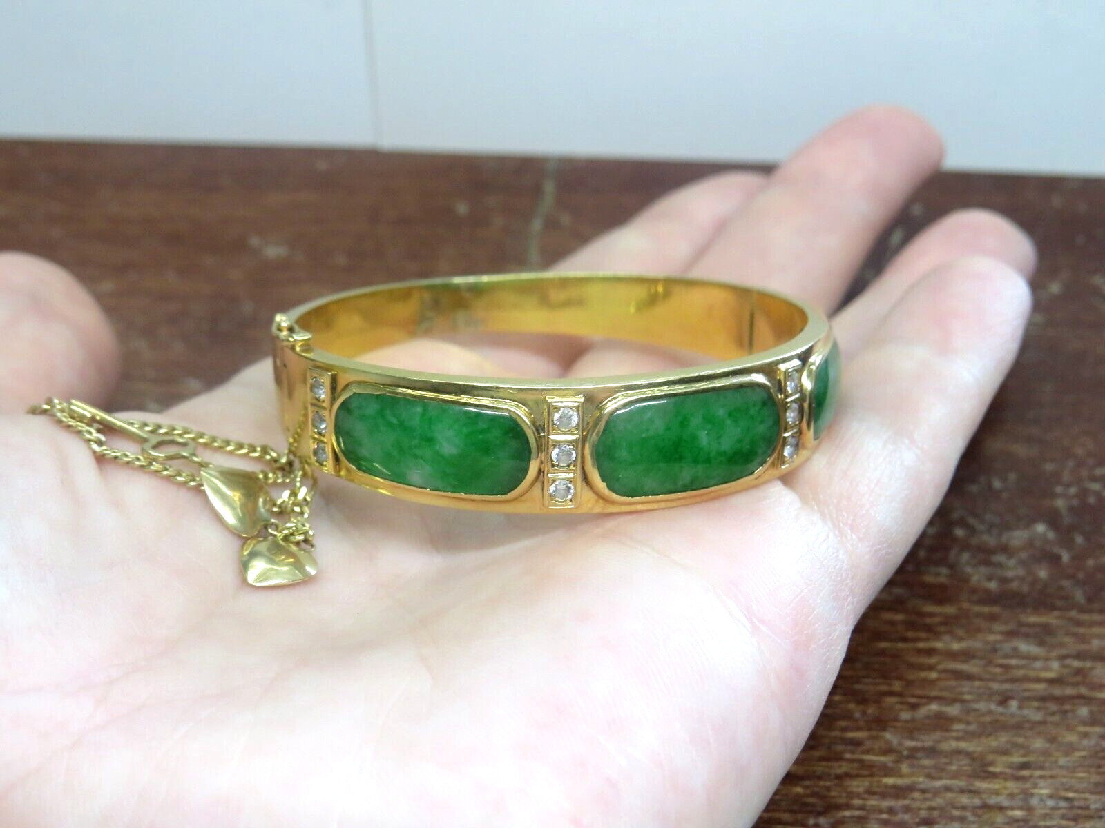 Stunning Solid 18K Yellow Gold Hinged Bangle BRAC… - image 12