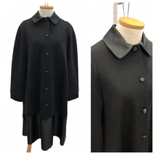 Vintage VTG 80s Mr Beene Geoffrey Beene Black Wool Silk Long Sleeve Swing Dress