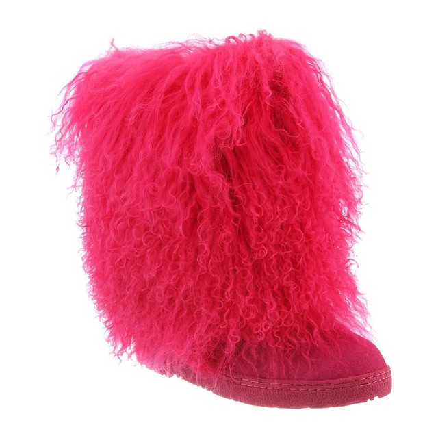 pink fur boots womens