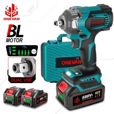 Cordless Electric Impact Wrench Set 1/2" High Power Driver Brushless W/ Battery