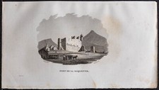 1839 - Château de la Roquette (château de Viviourès) - Gravure ancienne - Rouet