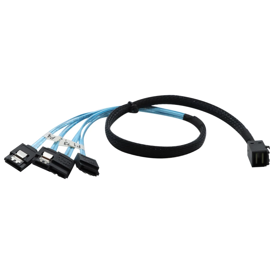 10PCS Mini SAS SFF-8643 To 4 SATA 7pin Hard Disk 6Gbps Data Server Raid Cable 1M - Image 2 of 4