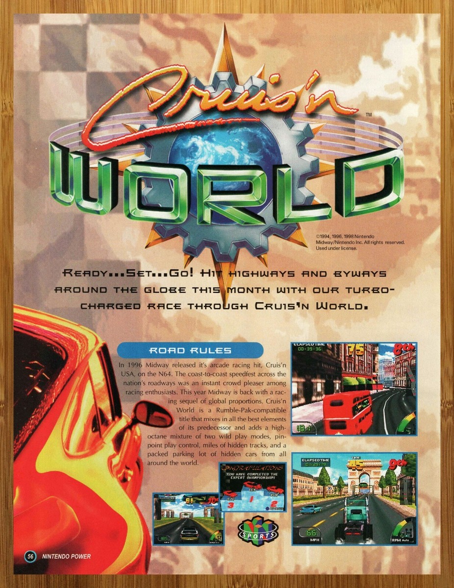 1997 Cruis'n World N64 Print Ad/Poster Authentic Original Video