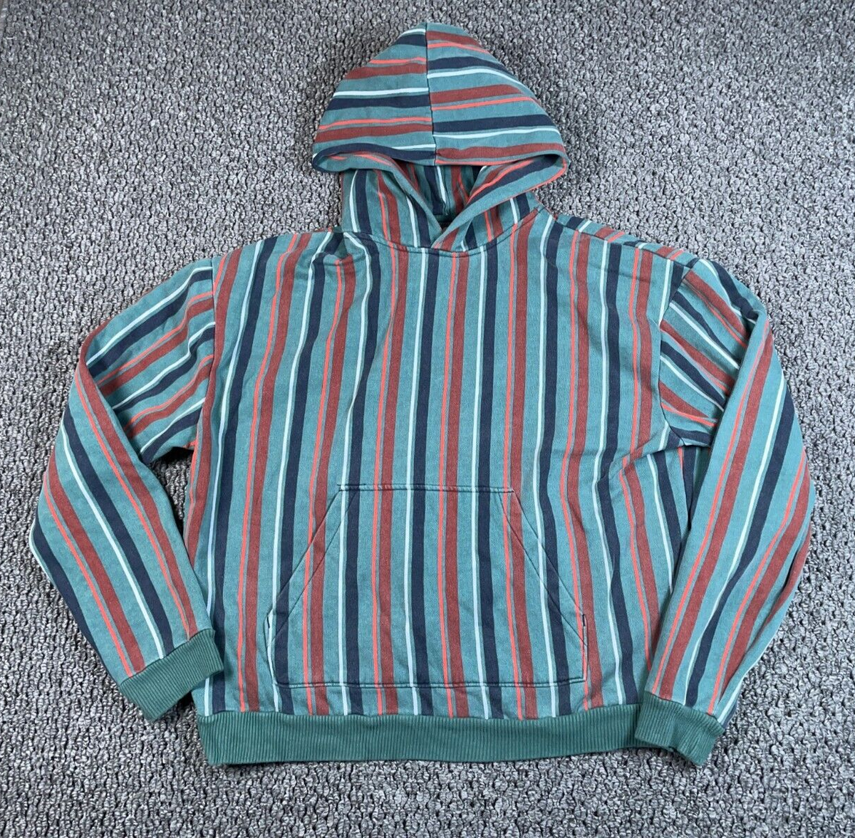 Urban Outfitters Striped Hoodie Sweatshirt Adult Large Green Red